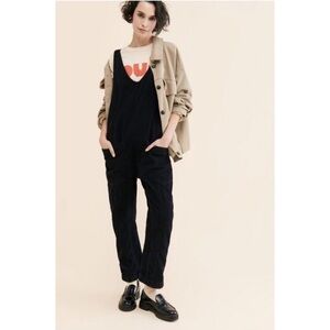 Free People We The Free High Roller Black Corduroy Overalls Size M